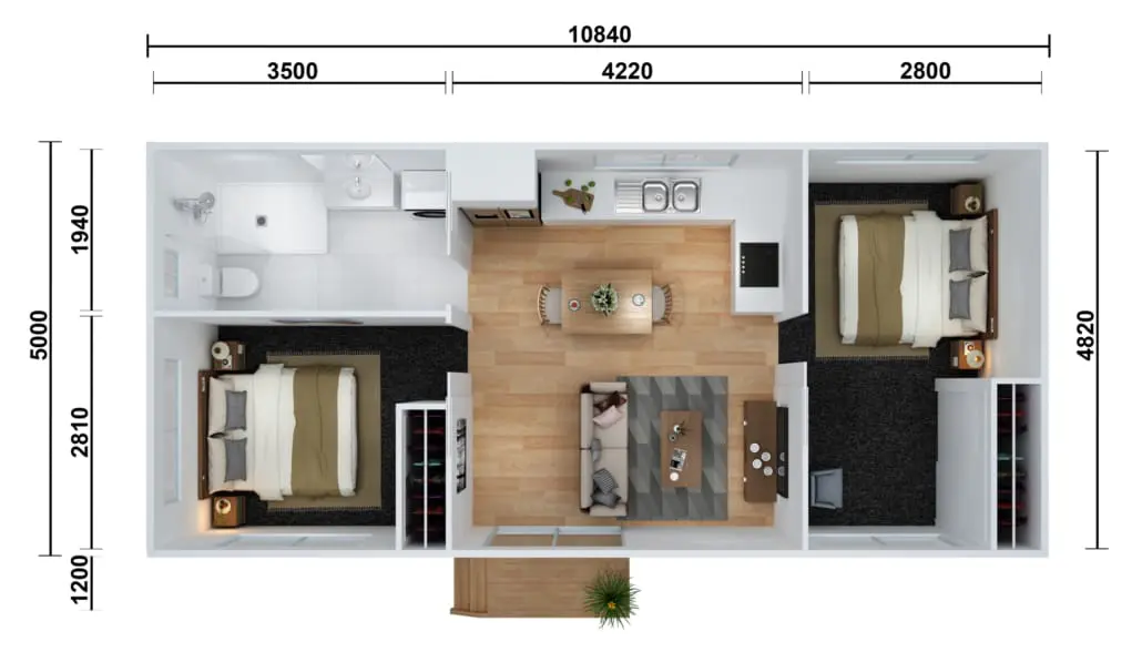 The Lodge Standard Floor Plan with measurements