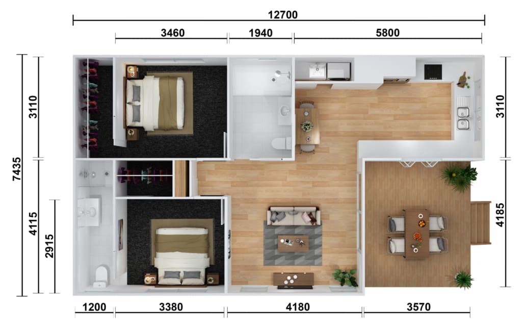 Bluegum Option 2 floor plan with measurements
