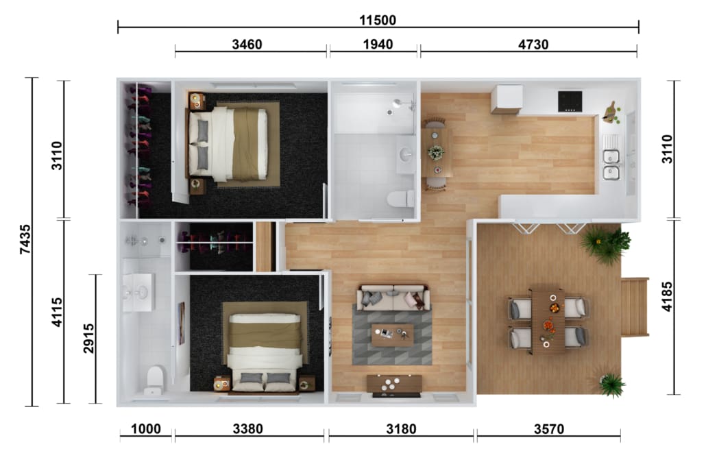 Bluegum Option 3 floor plan with measurements